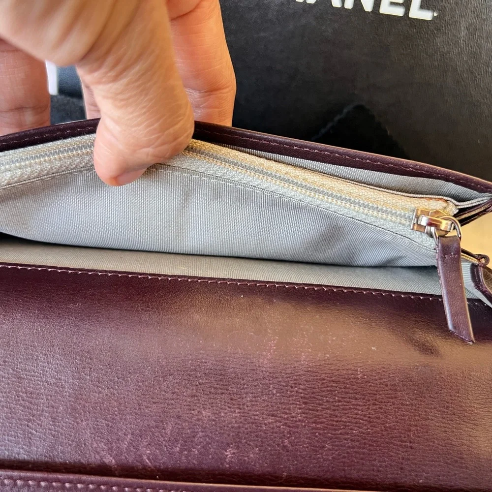 Chanel Quilted CC Logo Wallet in Dark Burgundy